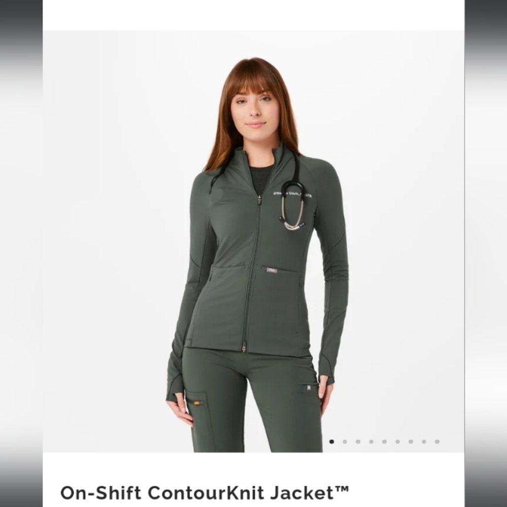 Figs Countour Knit Jacket Size XL color is Moss